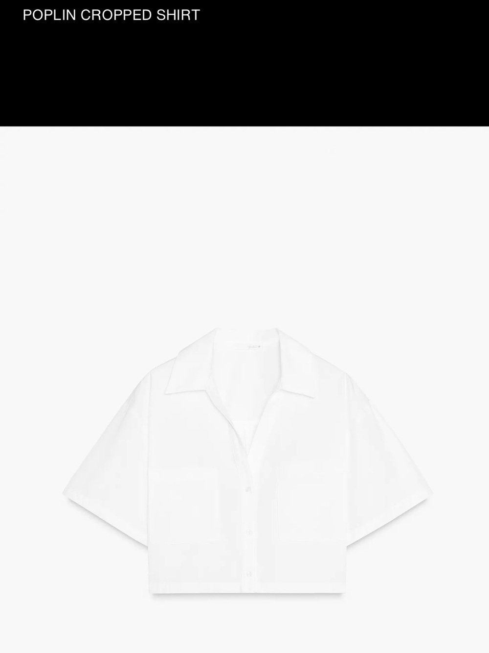 ZARA White Short-Sleeve Button-Down Shirt With Wide Sleeves